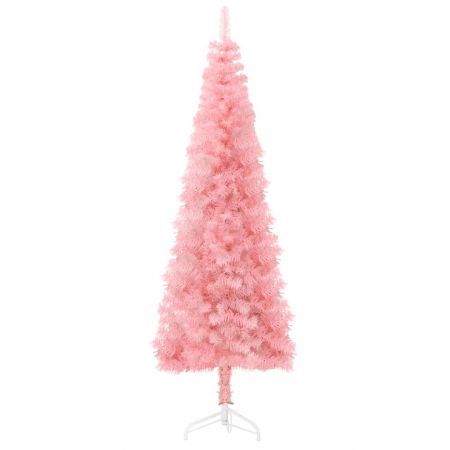 Slim Artificial Half Christmas Tree with Stand Pink 150 cm