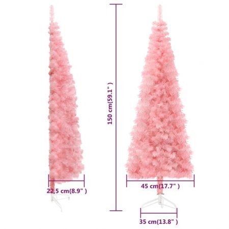 Slim Artificial Half Christmas Tree with Stand Pink 150 cm