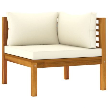 2-Seater Garden Sofa with Cream Cushions Solid Wood Acacia