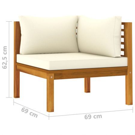 2-Seater Garden Sofa with Cream Cushions Solid Wood Acacia