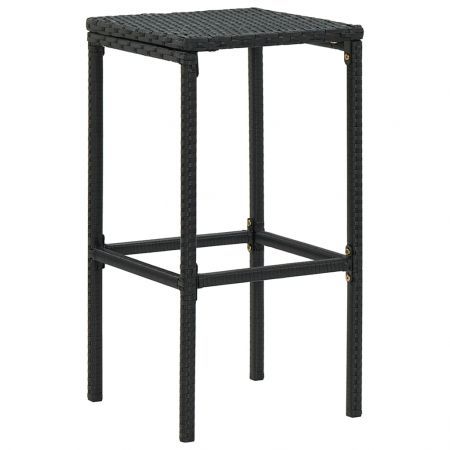 Bar Stools with Cushions 6 pcs Black Poly Rattan