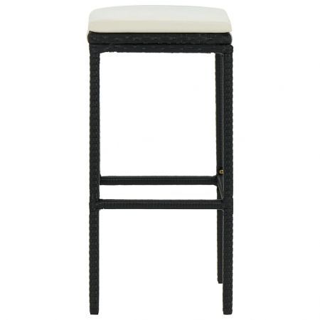 Bar Stools with Cushions 6 pcs Black Poly Rattan