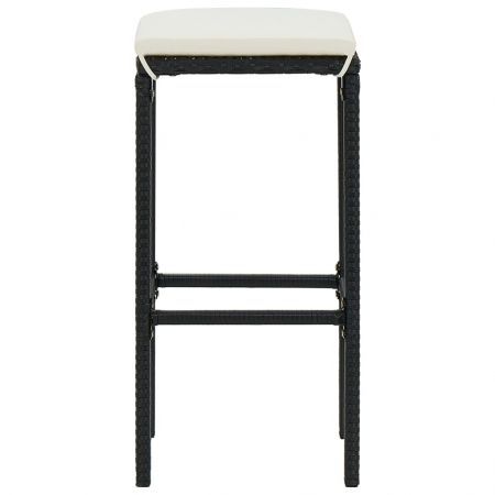 Bar Stools with Cushions 6 pcs Black Poly Rattan