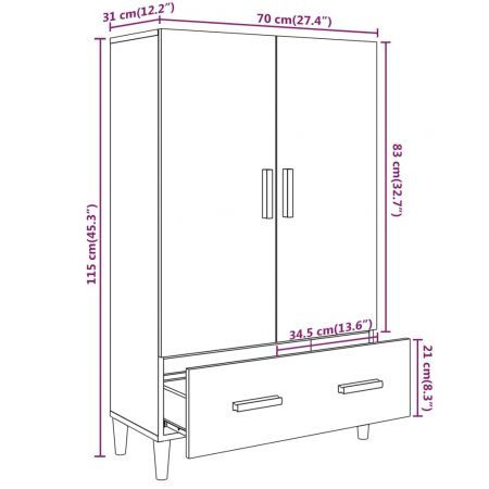 Highboard White 70x31x115 cm Engineered Wood