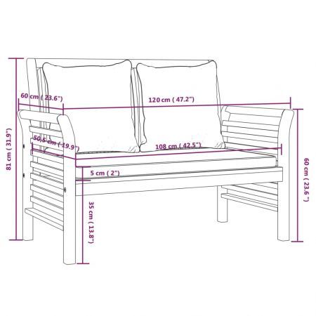 2 Piece Garden Lounge Set with Dark Grey Cushions Solid Wood