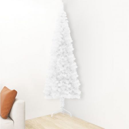 Slim Artificial Half Christmas Tree with Stand White 150 cm