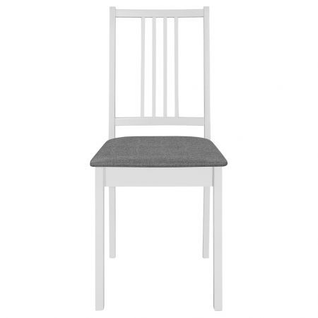 Dining Chairs with Cushions 4 pcs White Solid Wood