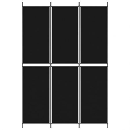 3-Panel Room Divider Black 150x220 cm Fabric