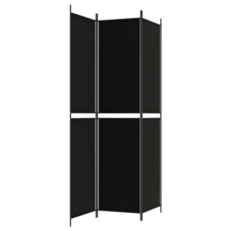 3-Panel Room Divider Black 150x220 cm Fabric