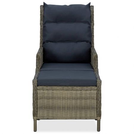 Reclining Garden Chair with Footstool Poly Rattan Brown