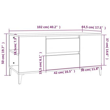 TV Cabinet Grey Sonoma 102x44.5x50 cm Engineered Wood