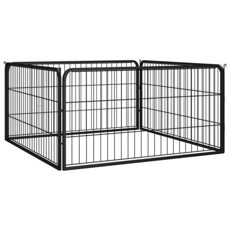 Dog Playpen 4 Panels Black 100x50 cm Powder-coated Steel