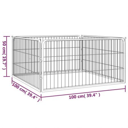 Dog Playpen 4 Panels Black 100x50 cm Powder-coated Steel