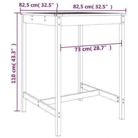 Garden Table Black 82.5x82.5x110 cm Solid Wood Pine