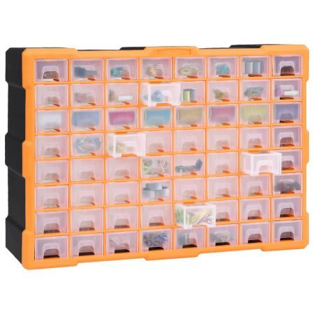 Multi-drawer Organiser with 64 Drawers 52x16x37.5 cm