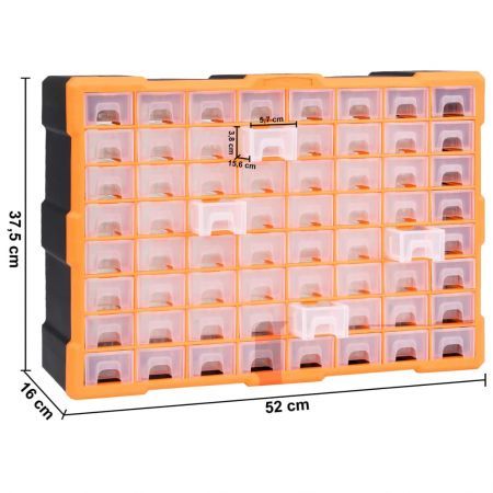 Multi-drawer Organiser with 64 Drawers 52x16x37.5 cm