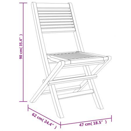 Folding Garden Chairs 2 pcs 47x62x90 cm Solid Wood Teak