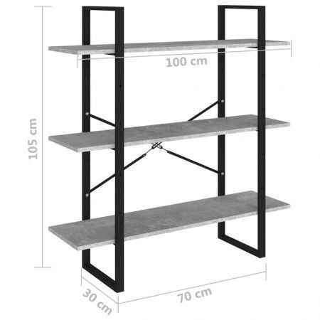 Book Cabinet Concrete Grey 100x30x105 cm Engineered Wood