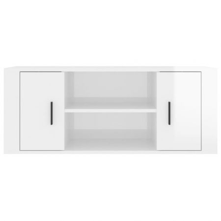 TV Cabinet High Gloss White 100x35x40 cm Engineered Wood