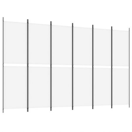 6-Panel Room Divider White 300x200 cm Fabric