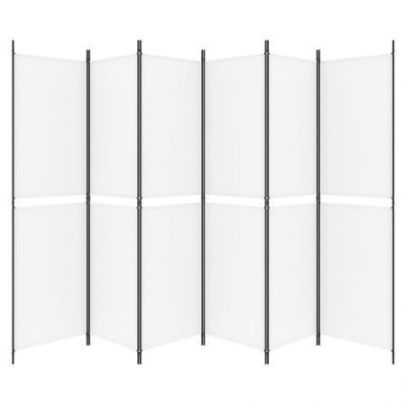 6-Panel Room Divider White 300x200 cm Fabric