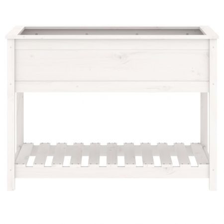 Planter with Shelf White 111.5x54x81 cm Solid Wood Pine