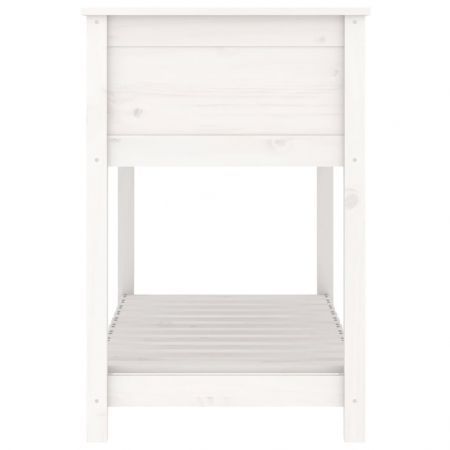 Planter with Shelf White 111.5x54x81 cm Solid Wood Pine