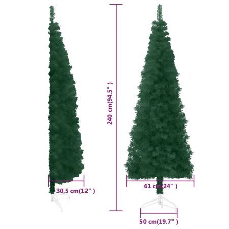 Slim Artificial Half Christmas Tree with Stand Green 240 cm