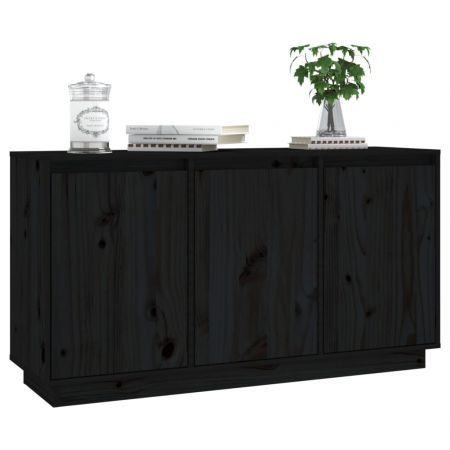 Sideboard Black 111x34x60 cm Solid Wood Pine