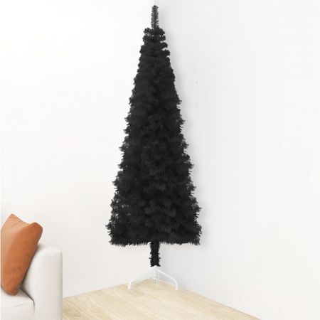 Slim Artificial Half Christmas Tree with Stand Black 150 cm