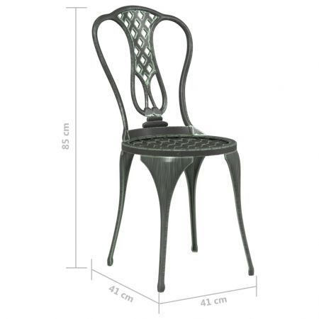 3 Piece Bistro Set Cast Aluminium Green