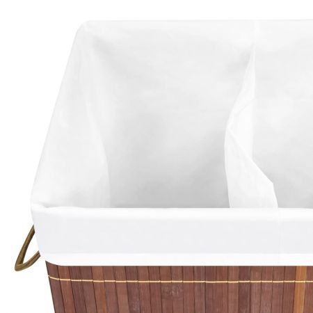 Bamboo Laundry Basket with 2 Sections Brown 100 L