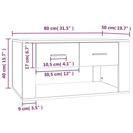 Coffee Table White 80x50x40 cm Engineered Wood