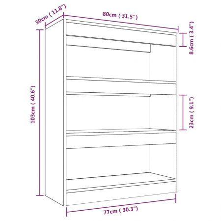 Book Cabinet/Room Divider Concrete Grey 80x30x103 cm Engineered wood