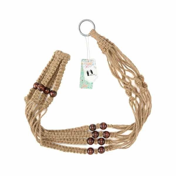 Macrame Plant Hanger Indoor Hanging Planter Basket with Wood Beads Decorative Flower Pot Holder No Tassels for Indoor Outdoor Boho Home Decor 90cm/35Inch,Brown,2Pack (POTS NOT Included)