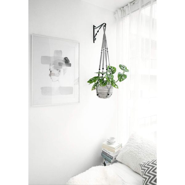 Macrame Plant Hanger Indoor Hanging Planter Basket with Wood Beads Decorative Flower Pot Holder No Tassels for Indoor Outdoor Boho Home Decor 90cm/35Inch,Grey,1pcs (POTS NOT Included)