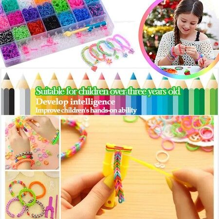 1500pcs Rubber Band Bracelet Kit Loom Bracelet Making Kit for DIY Art and Craft with 18 slots Storage Container,Charms