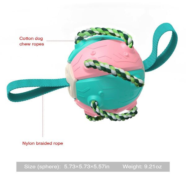 Rebound Frisbee Ball Interactive Training Ball Molar Ball Tug-of-war Toy Multifunctional Outdoor Football Dog Toy (Pink)