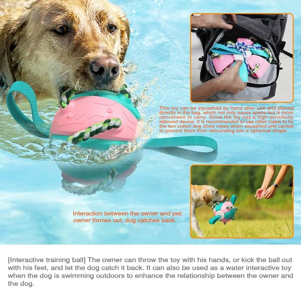 Rebound Frisbee Ball Interactive Training Ball Molar Ball Tug-of-war Toy Multifunctional Outdoor Football Dog Toy (Pink)