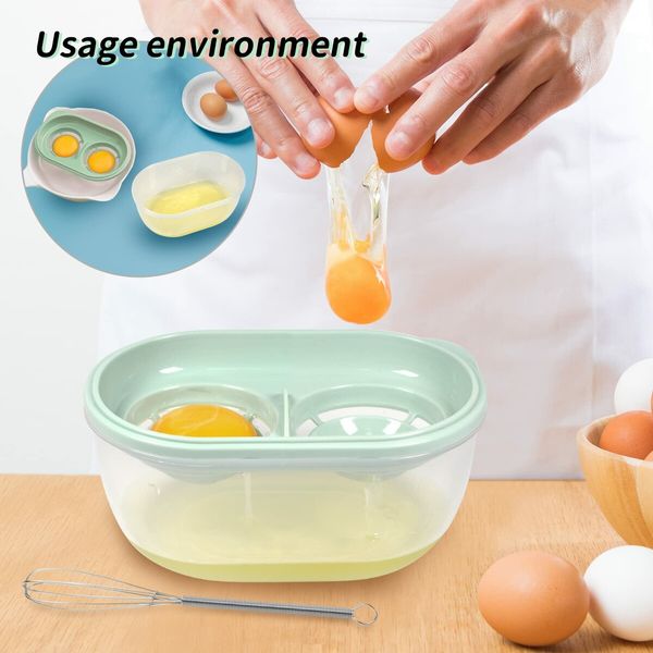 Egg White Separator with Egg Beater,Egg Separator Yolk White Separator Egg White Filter Storage Box Food Grade Level Kitchen Gadgets Egg Separator for Kitchen Cooking Kitchen Gadgets (Green)