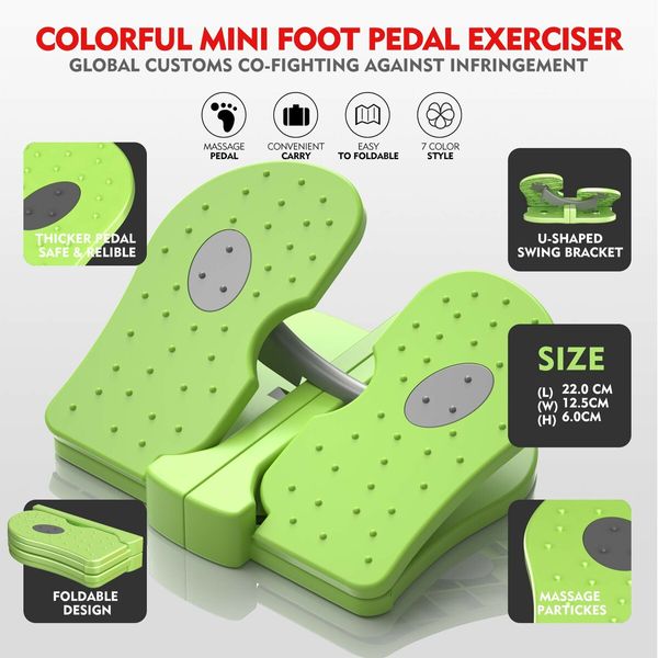 Mini Stepper,Under Desk Pedal Exerciser,Folding Colorful Foot Peddle,Physical Therapy Leg Exercisers Peddle,Relieves Varicose Veins (Green)