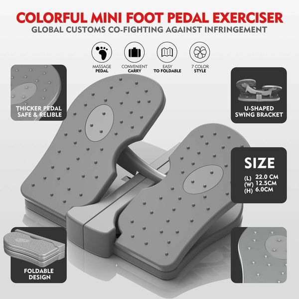 Mini Stepper,Under Desk Pedal Exerciser,Folding Colorful Foot Peddle,Physical Therapy Leg Exercisers Peddle,Relieves Varicose Veins (Grey)