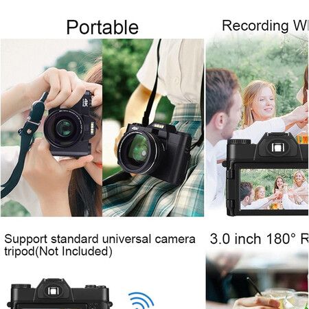 4K High Definition 16X Digital Camera Micro Single Retro with WiFi Time-Lapse Shooting Professional Digital Camera Vlog Applicable to Vlog