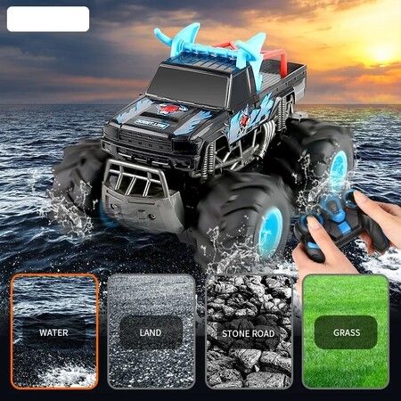 Amphibious RC Car 1:16 4WD OffRoad Remote Control Vehicle Double Sided Flip Driving Drift Rc Cars Suitable For Desert And Pool (Red)