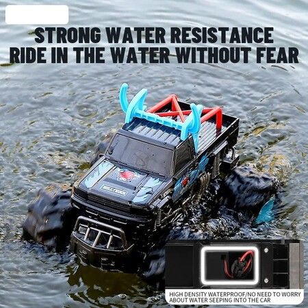 Amphibious RC Car 1:16 4WD OffRoad Remote Control Vehicle Double Sided Flip Driving Drift Rc Cars Suitable For Desert And Pool (Red)