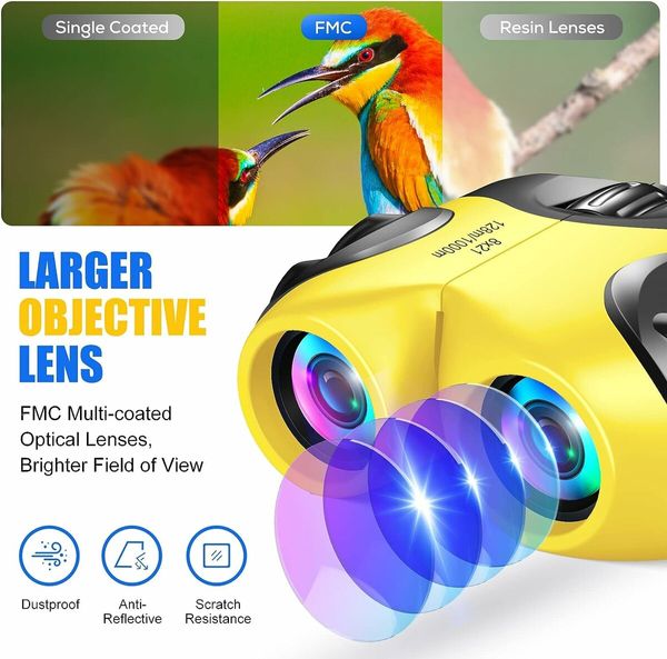 Binoculars 8X21 Foldable Mini Portable High Power Hd Night Vision Children'S Binoculars (Yellow)