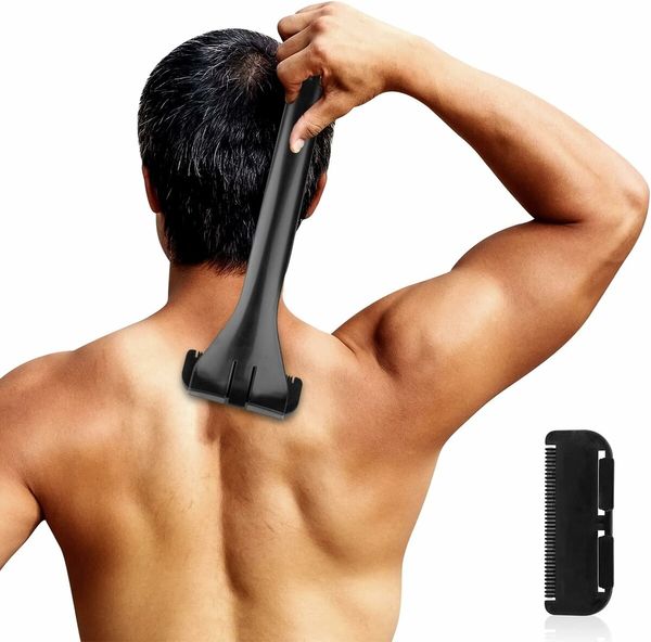 Men's Back Razor, Body Razor, Foldable Back Shaver for Men, Dry and Wet Shaving