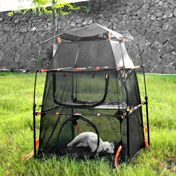 3 Tier Cat Tent Tower Enclosure Pet Dog House Playpen Rabbit Ferret Cage Outdoor Indoor Portable Foldable Gym Exercise Agility Climber