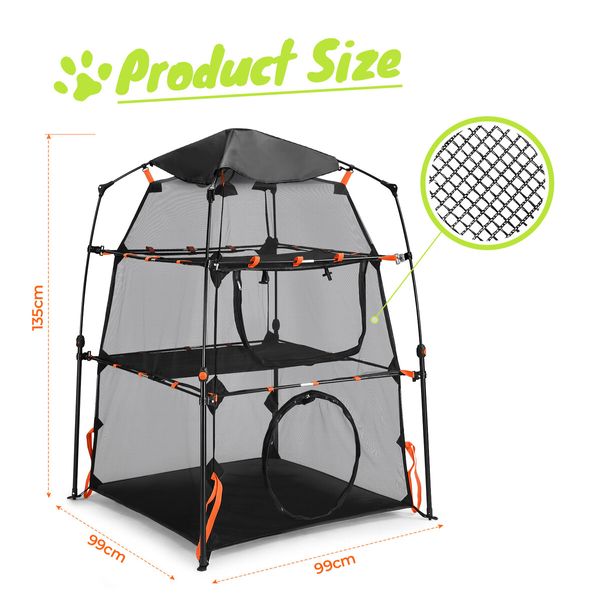 3 Tier Cat Tent Tower Enclosure Pet Dog House Playpen Rabbit Ferret Cage Outdoor Indoor Portable Foldable Gym Exercise Agility Climber