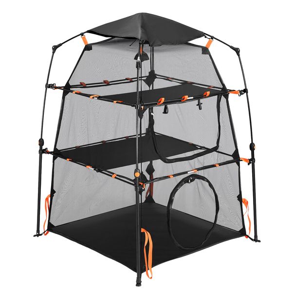 3 Tier Cat Tent Tower Enclosure Pet Dog House Playpen Rabbit Ferret Cage Outdoor Indoor Portable Foldable Gym Exercise Agility Climber